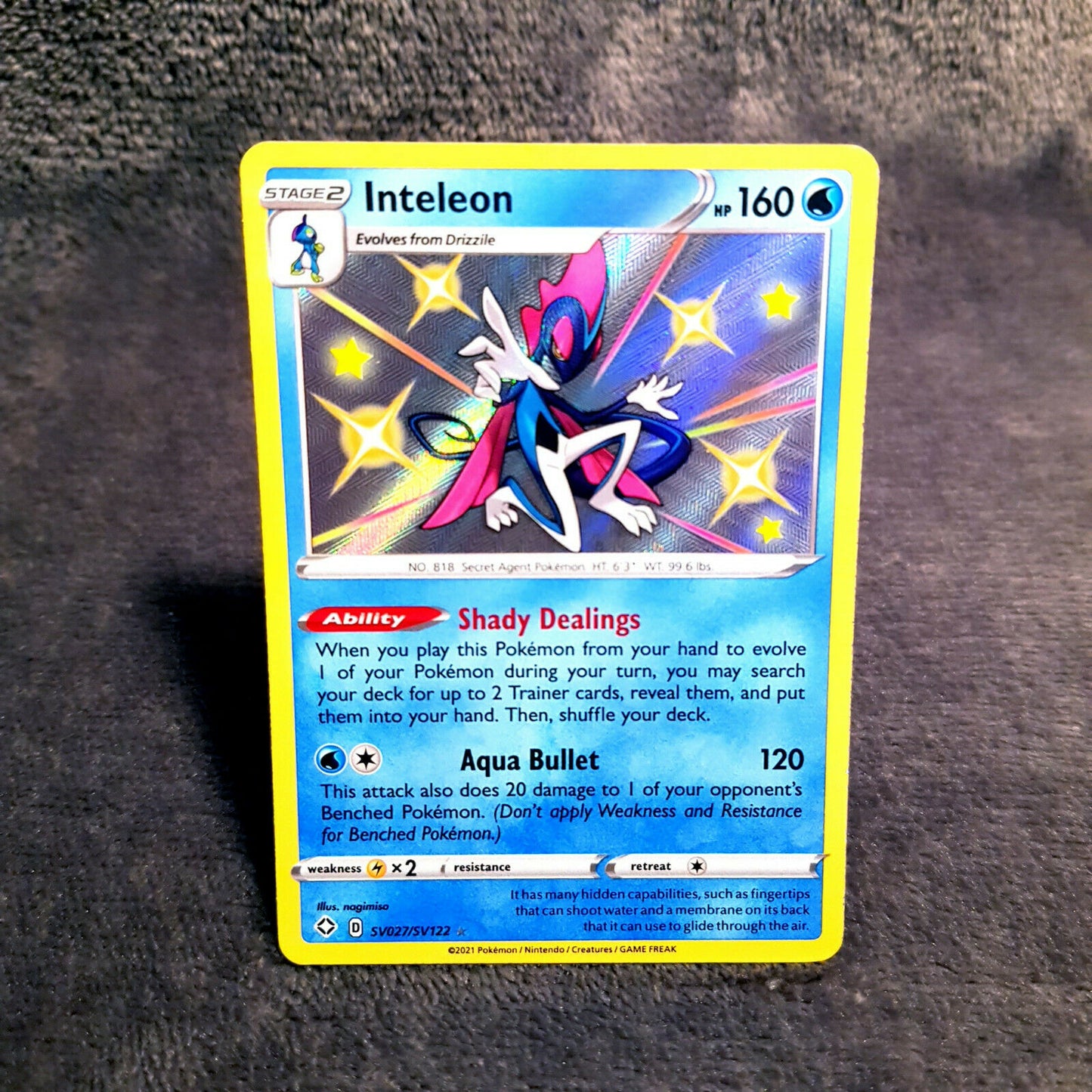 Pokemon - Inteleon SV027/SV122 rare HOLO - Shining Fates 2021 - MINT EN