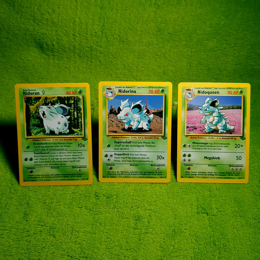 Pokemon - Nidoran 57/64 Nidorina 40/64 Nidoqueen 23/64 - Dschungel Set - MINT