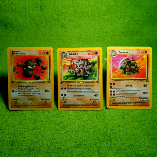 Pokemon - Kleinstein 47/62 Georok 37/62 Geowaz 36/62 - 1. Edition - MINT