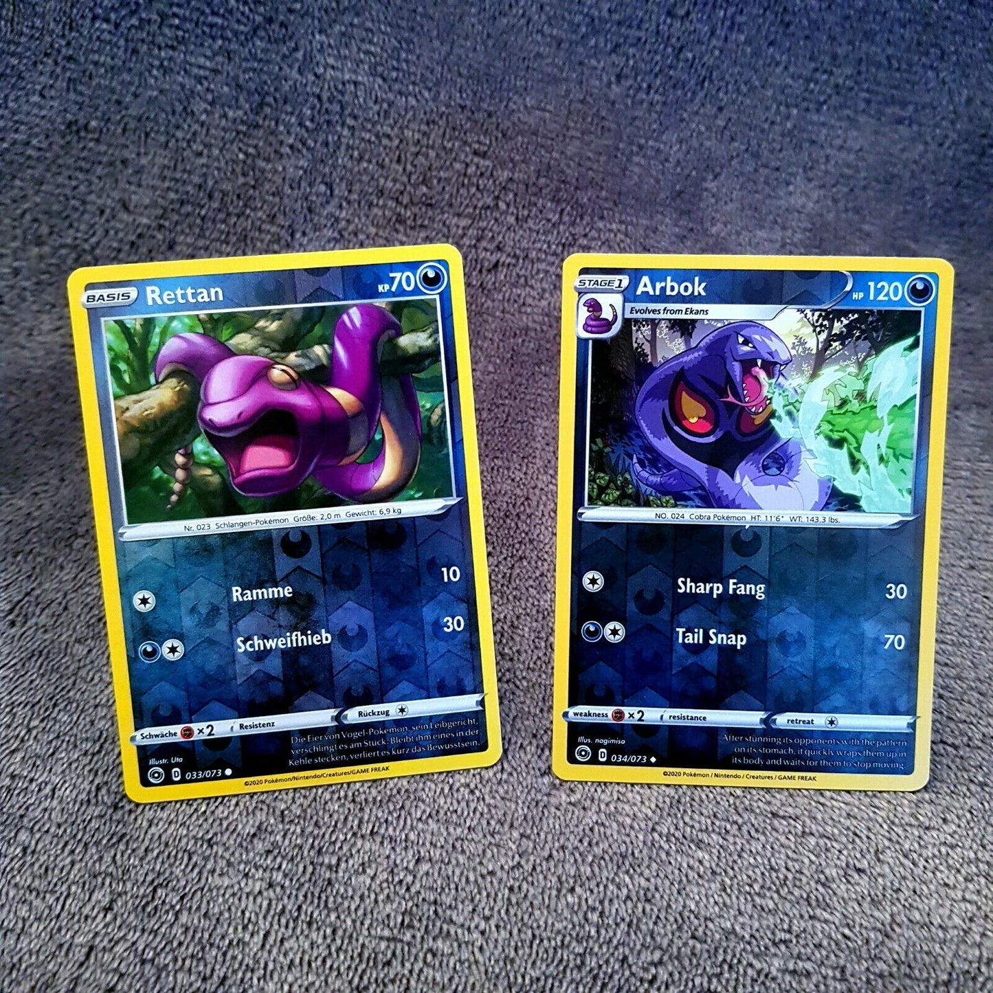 Pokemon - Rettan 33/73 Arbok 34/73 - S & S - Weg des Champs - HOLO MINT deutsch