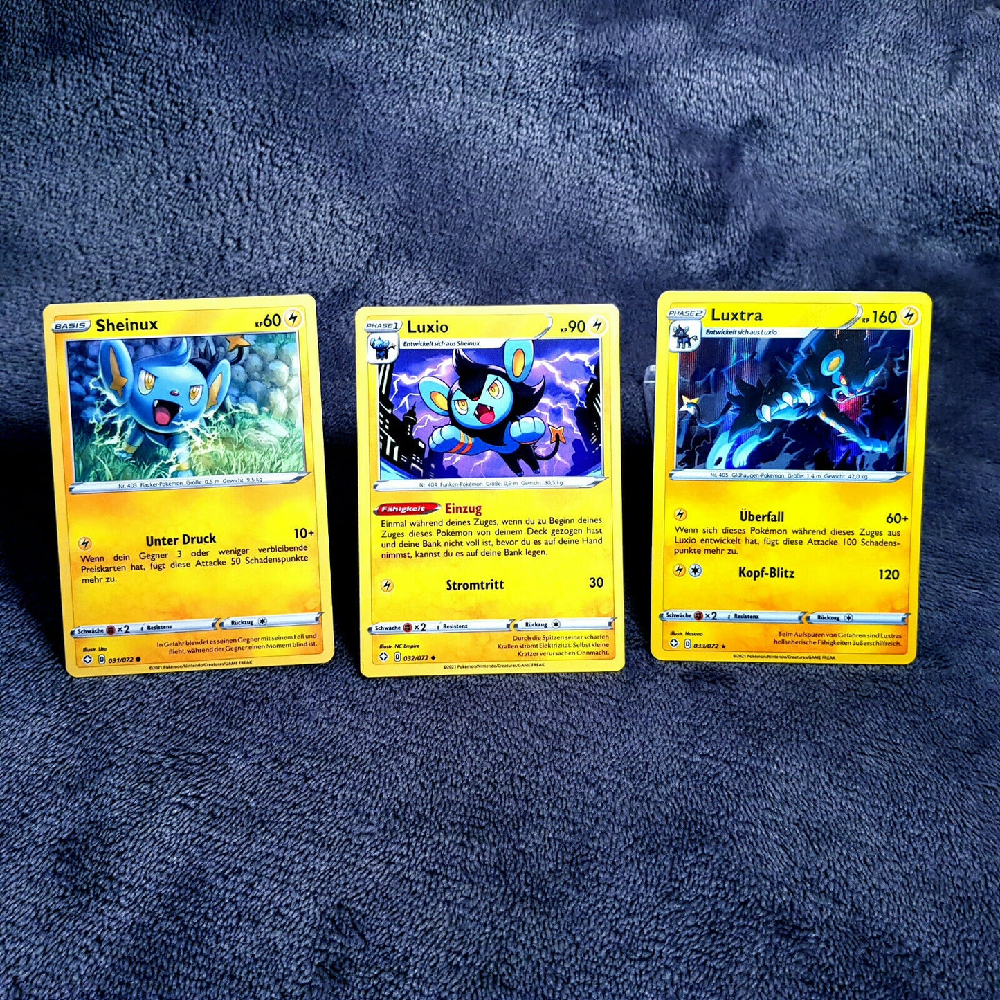 Pokemon - Sheinux 31/72 & Luxio 32/72 & Luxtra 33/72 - HOLO - MINT