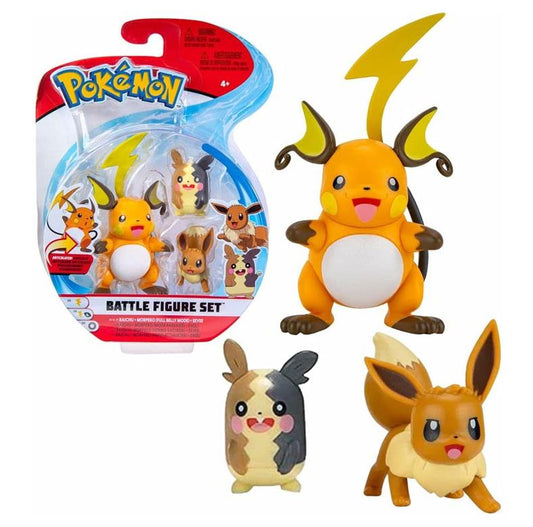 Pokemon Battle Figure Set Raichu Morpeko Eevee Evoli