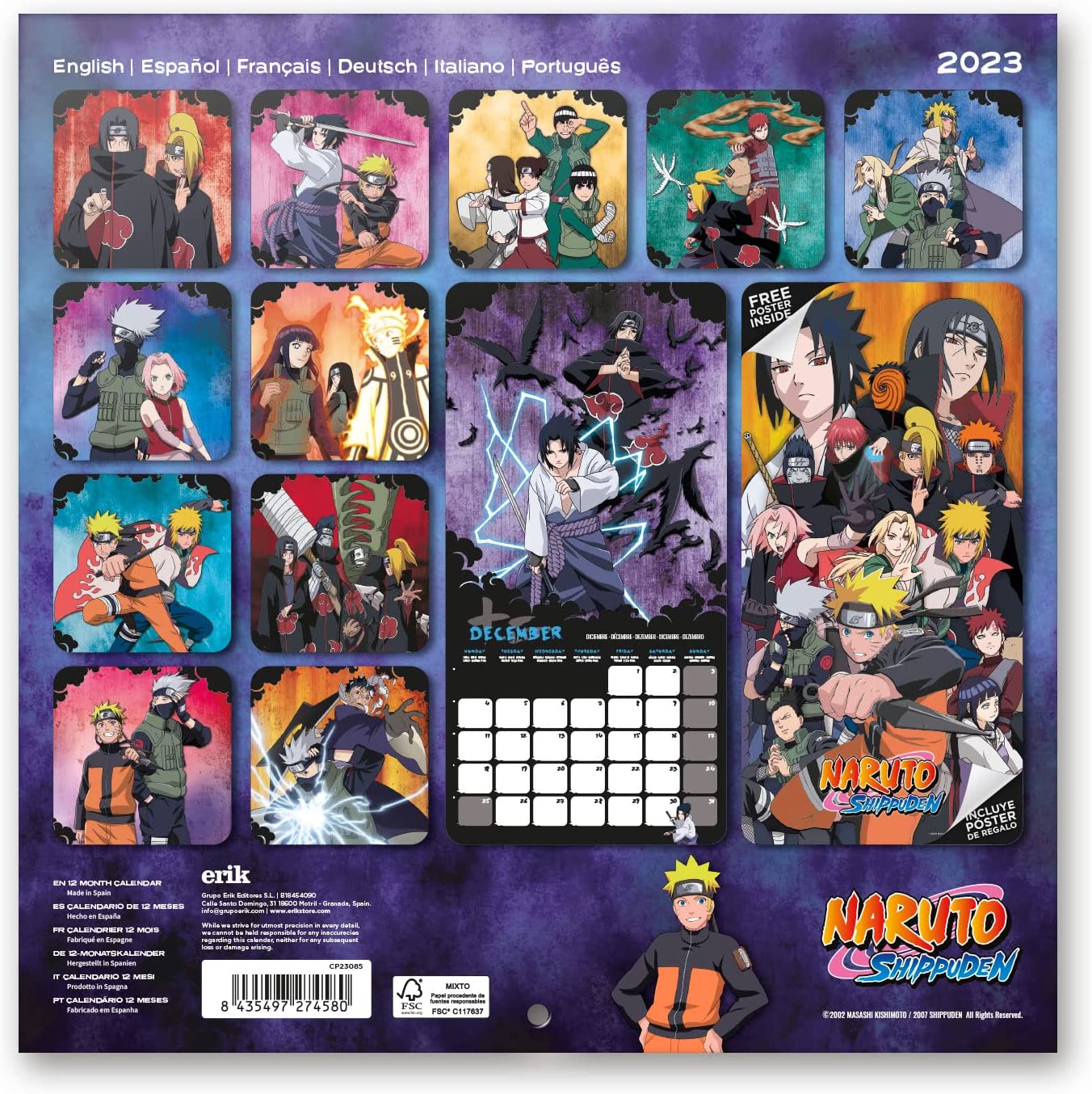 Naruto Shippuden Kalender Wandkalender 2023 Erik