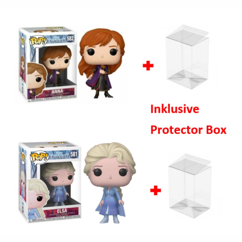 FUNKO POP Disney Eiskönigin / Frozen II #581 Elsa #582 Anna sealed + Protector Box